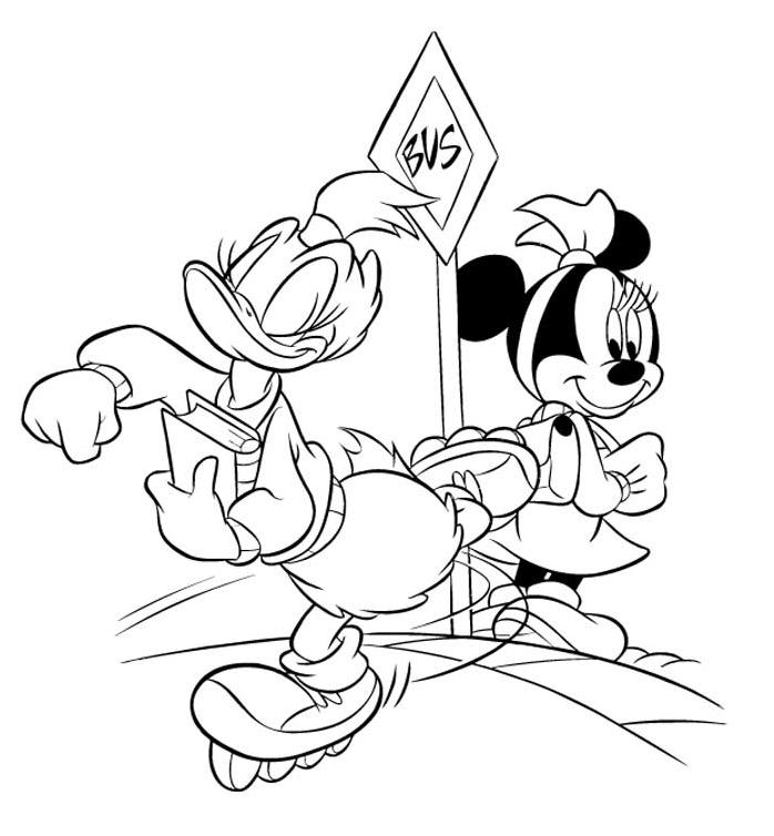 coloriage daisy et minnie au bus